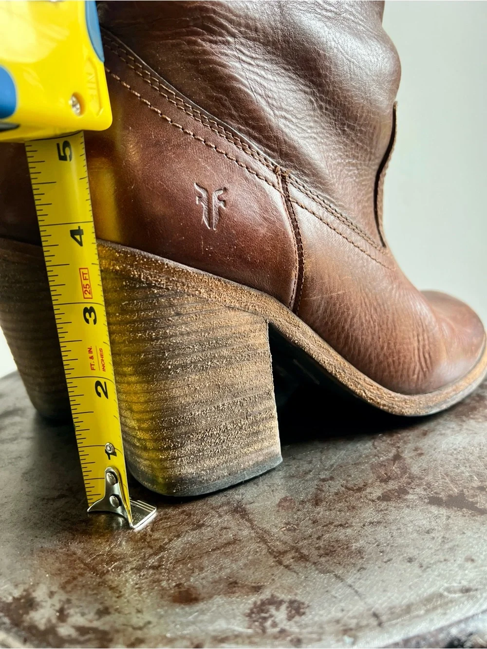 Frye / Leather Mid-Calf Zip Heel Boots / Size 7 - Picture 13 of 13